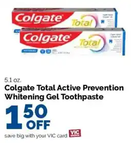 Harris Teeter Colgate total active prevention whitening gel toothpaste offer