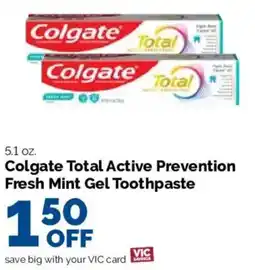 Harris Teeter Colgate Total Active Prevention Fresh Mint Gel Toothpaste offer