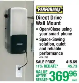 Menards Performax direct drive wall mount offer
