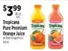 Pioneer Supermarkets Tropicana pure premium orange juice or red grapefruit juice offer