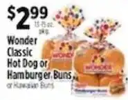 Pioneer Supermarkets Wonder Classic Hot Dog or Hamburger Buns or Hawaiian Buns offer
