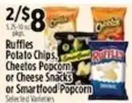 Pioneer Supermarkets Ruffles Potato Chips, Cheetos Popcorn or Cheese Snacks or Smartfood Popcorn offer