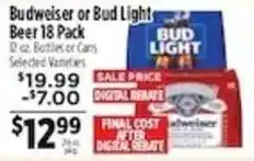Pioneer Supermarkets Budweiser or Bud Light Beer offer