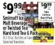 Pioneer Supermarkets Smirnoff Ice Malt Beverage or Twisted Tea Hard Iced Tea 6 Pack offer