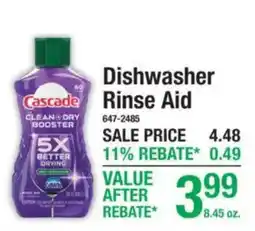 Menards Cascade dishwasher rinse aid offer