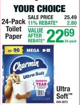 Menards Charmin ultra soft toilet paper offer
