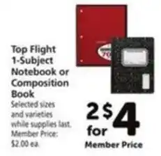 Vons Top Flight 1-Subject Notebook or Composition Book offer