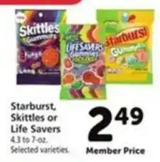 Vons Starburst, Skittles or Life Savers offer
