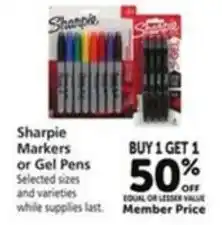 Vons Sharpie Markers or Gel Pens offer