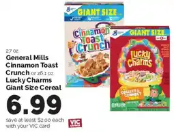 Harris Teeter General Mills Cinnamon Toast Crunch or Lucky Charms Giant Size Cereal offer
