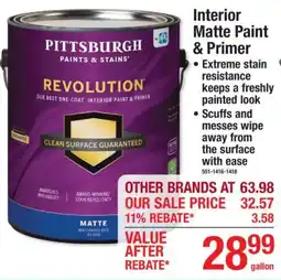 Menards Pittsburgh revolution interior matte paint & primer offer