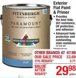 Menards Pittsburgh paints & stains paramount one-coat exterior paint & primer offer