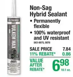 Menards Tremco vulkem max non-sag hybrid sealant offer