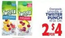 Bravo Supermarkets Orangeade, Lemonade or Twister Punch offer