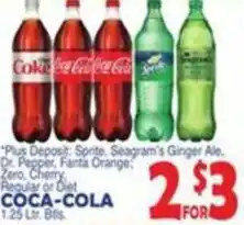 Bravo Supermarkets Coca-Cola Sprite Seagram's Ginger Ale Dr Pepper Fanta Orange Zero Cherry Regular or Diet offer