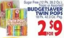 Bravo Supermarkets Budgetsaver twin pops offer