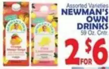 Bravo Supermarkets Newman's Own Drinks offer