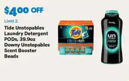 Sam's Club Tide Unstoppables Laundry Detergent PODs offer