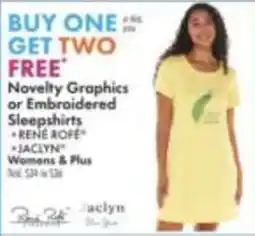 Boscov's René Rofé and Jaclyn Novelty Graphics or Embroidered Sleepshirts offer