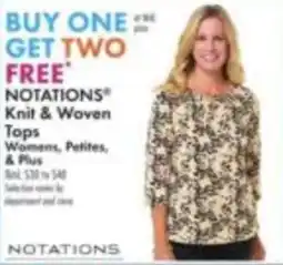 Boscov's Notations knit & woven tops offer