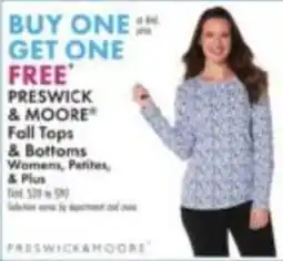 Boscov's Preswick & Moore Fall Tops & Bottoms offer