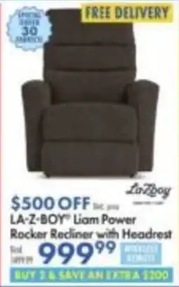 Boscov's La-Z-Boy Liam Power Rocker Recliner with Headrest offer