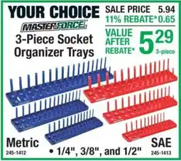Menards Masterforce 3-piece socket organizer trays offer
