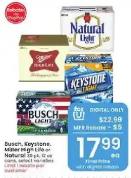 Albertsons Busch, Keystone, Miller High Life or Natural Light offer