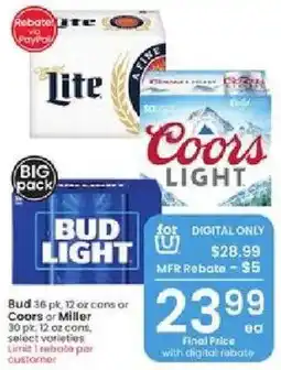 Albertsons Bud Light or Coors Light or Miller offer