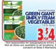 Bravo Supermarkets Green Giant simply steam vegetables offer