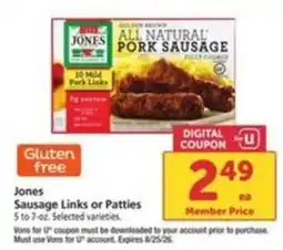 Vons Jones Sausage Links or Patties offer