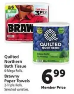 Vons Quilted Northern Bath Tissue, Brawny Paper Towels offer