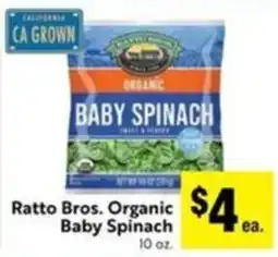 Lucky Supermarkets Ratto Bros. Organic Baby Spinach offer