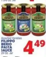 Bravo Supermarkets Filippo Berio pasta sauce offer