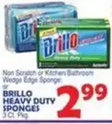 Bravo Supermarkets Brillo non scratch or kitchen bathroom wedge edge sponge or brillo heavy duty sponges offer