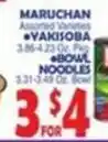 Bravo Supermarkets Maruchan assorted varieties yakisoba bowl noodles offer