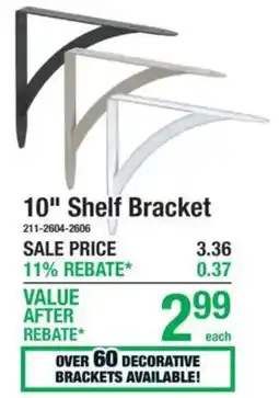 Menards 10" Shelf Bracket offer