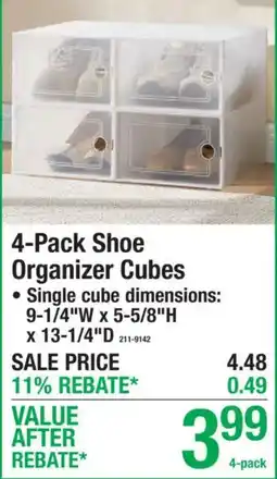 Menards 4-pack shoe organizer cubes offer