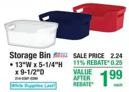 Menards Storage Bin offer
