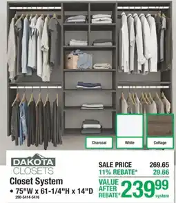 Menards Dakota closets closet system offer