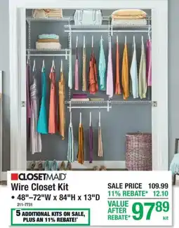 Menards Closetmaid wire closet kit offer
