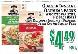 Trade Fair Supermarket Quaker instant oatmeal packs offer