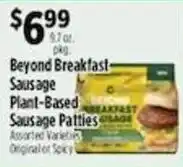 Pioneer Supermarkets Beyond Breakfast Sausage Plant-Based Sausage Patties offer