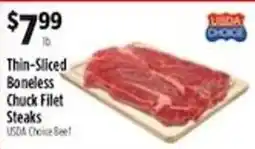 Pioneer Supermarkets Usda Choice Thin-Sliced Boneless Chuck Filet Steaks offer