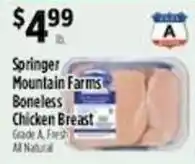 Pioneer Supermarkets Springer mountain farms boneless chicken breast offer