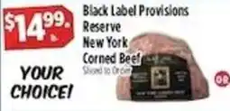 Pioneer Supermarkets Black Label Provisions Reserve New York Corned Beef offer
