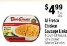 Pioneer Supermarkets Bob Evans Al Fresco Chicken Sausage Links offer