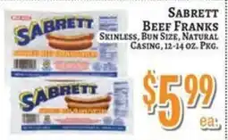 Trade Fair Supermarket Sabrett beef franks offer