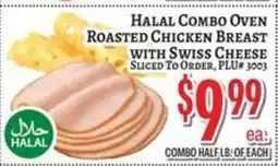 Trade Fair Supermarket Halal combo oven roasted chicken breast with swiss cheese offer