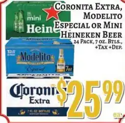 Trade Fair Supermarket Coronita Extra, Modelito Especial or Mini Heineken Beer offer
